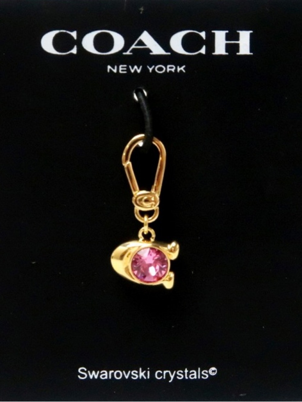 Coach NWT Signature C Pink Swarovski Crystal Collectible Bag Charm Gold Ref 926